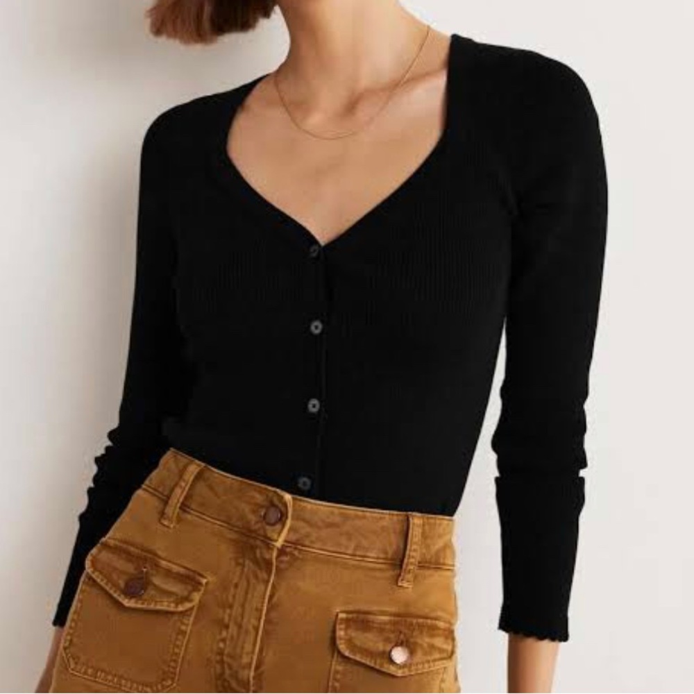 Ribbed sweetheart cardigan
